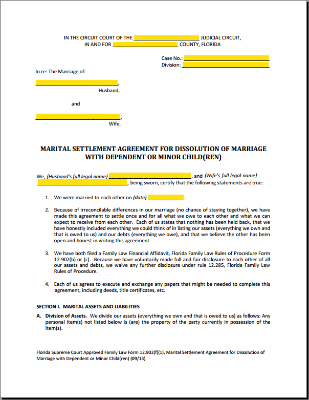 Divorce Settlement Agreement Fillable Fill Online, Printable 