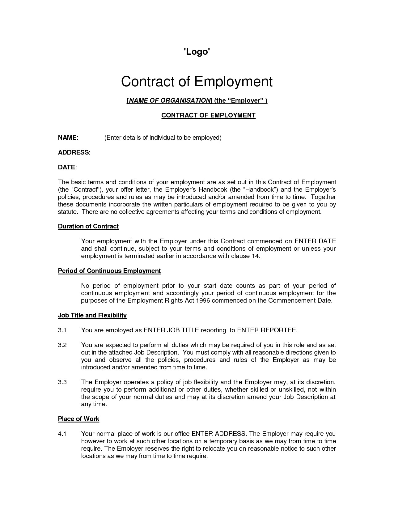 Sample Of Agreement Letter From Employee Valid Printable Sample 