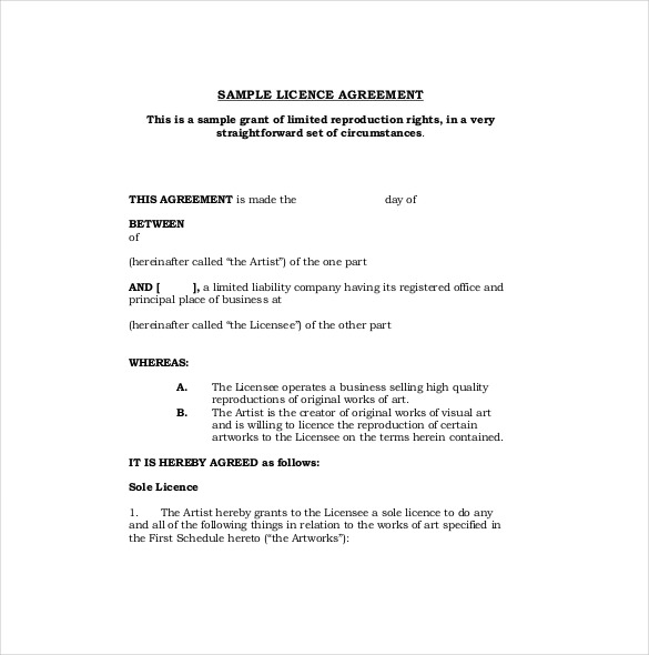 sample licensing agreement template sample licensing agreement 