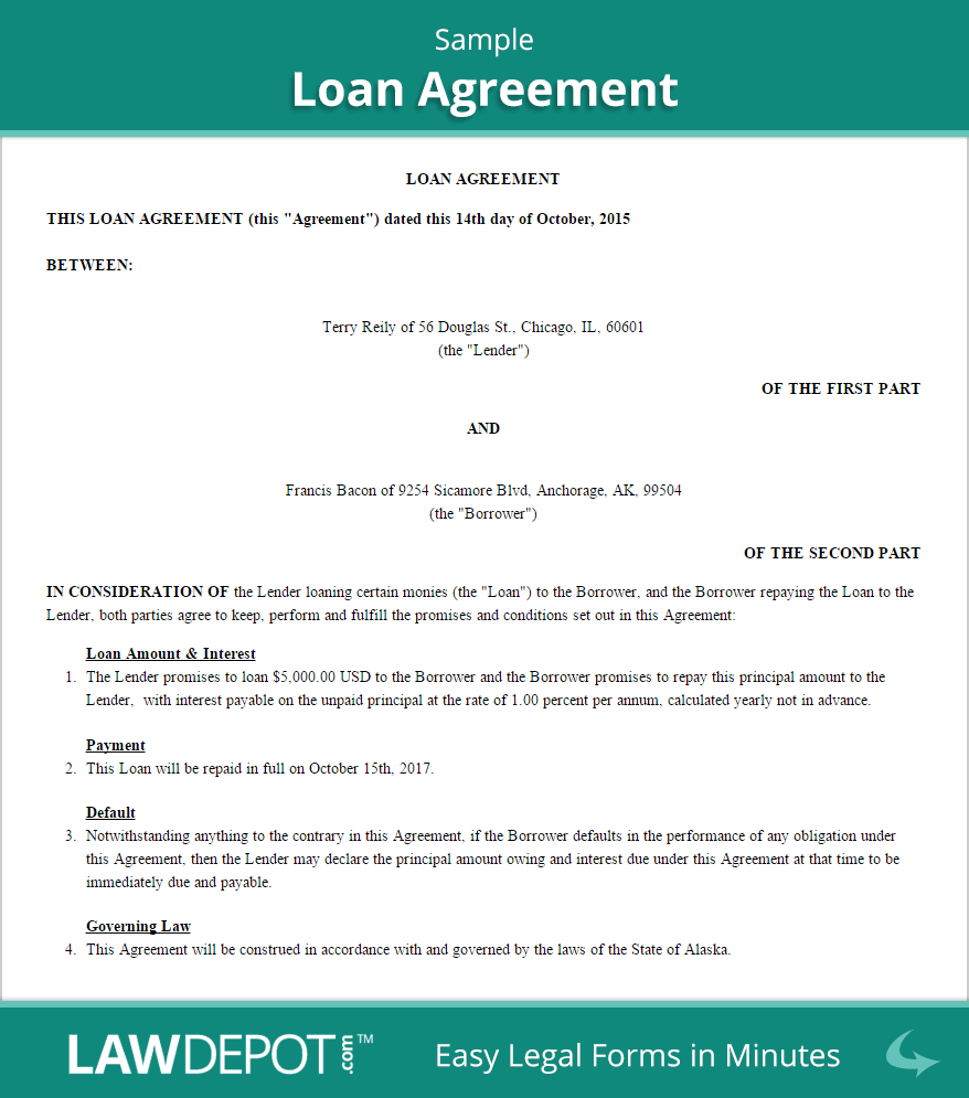 Loan Agreement Template (US) | Free Loan Contract | LawDepot