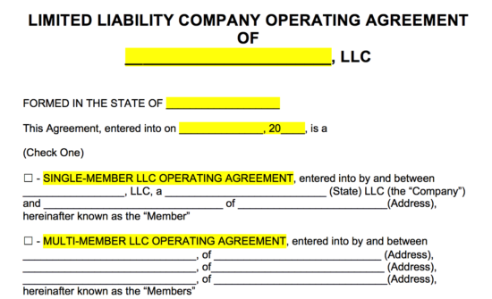 llc operating agreement template free llc operating agreement 