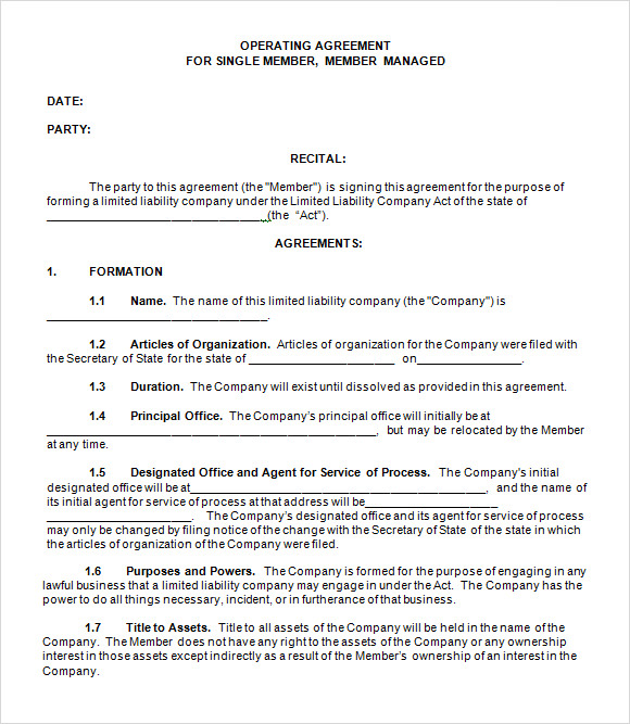 member managed llc operating agreement template operating 