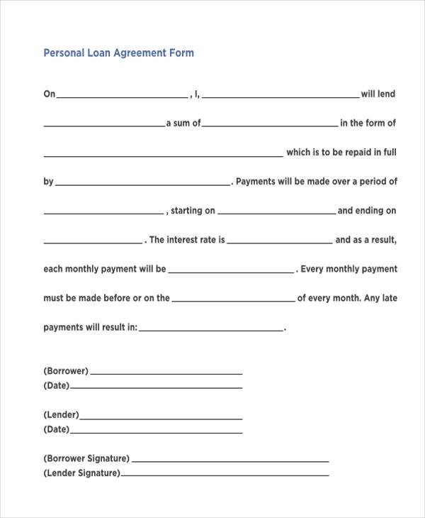 Personal Loan Agreement Form Templates Free Templates In Doc 