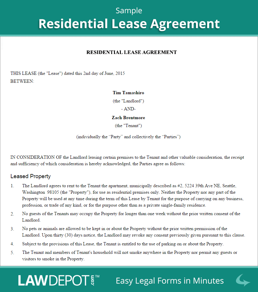 Residential Lease Agreement | Free Rental Lease Form (US) | LawDepot