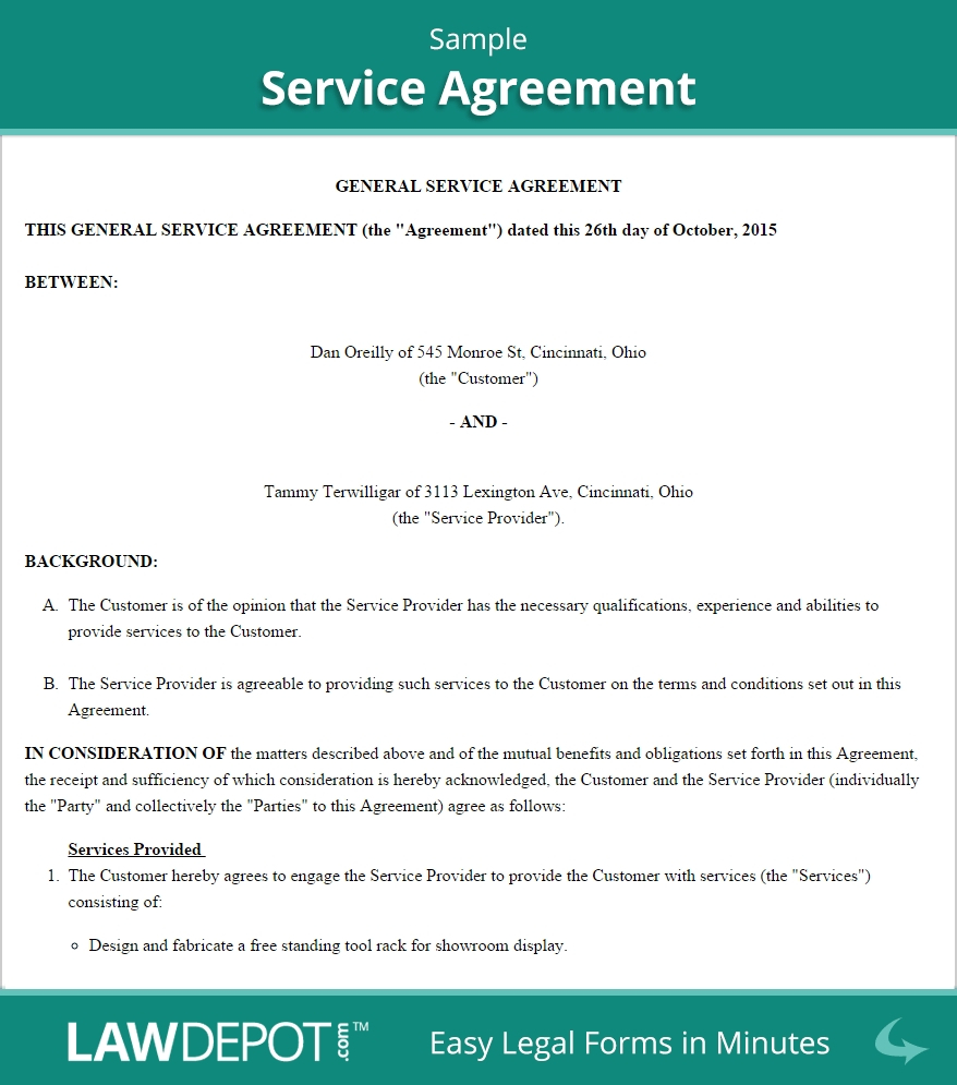 Sample Service Agreement Between Two Parties C45ualwork999 