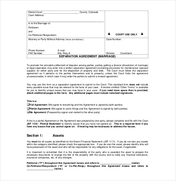 marriage agreement template ontario separation agreement template 