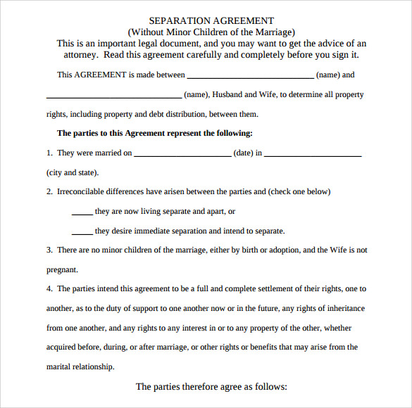 separation agreement template word template for separation 