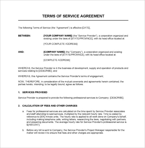 service provider agreement template free service agreement 
