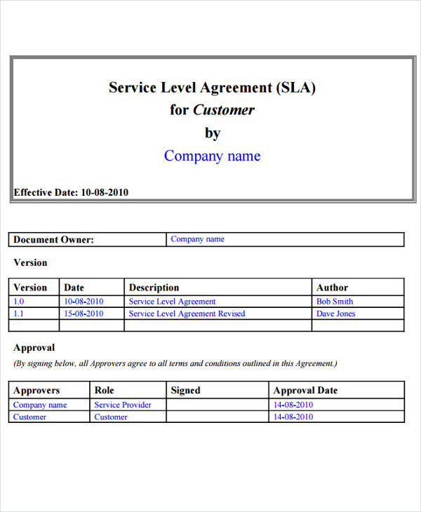 creative agency service level agreement template 14 service level 