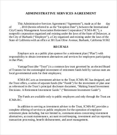 agreement for administrative services template administrative 