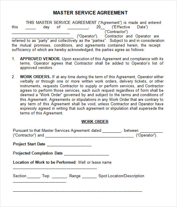 Sample Master Service Agreement Resume Template Sample