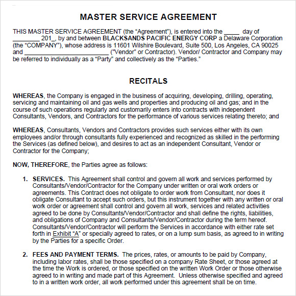 master services agreement template oil and gas sample master 