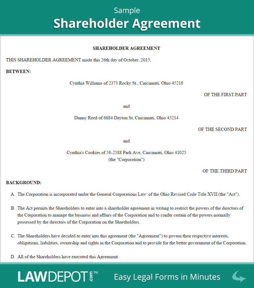 Shareholder Agreement Form (US) | LawDepot