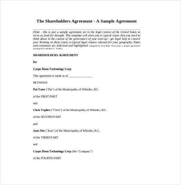 shareholder agreement template 13 shareholder agreement templates 