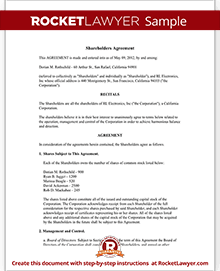 Shareholder Agreement Shareholder Contract (Form With Sample)