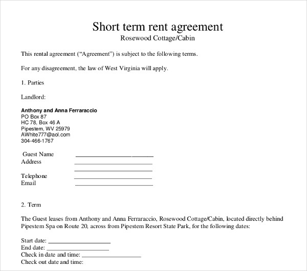 15+ Short Term Rental Agreement Templates PDF, DOC | Free 