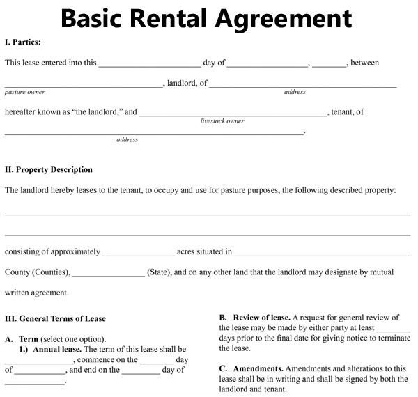 simple lease agreement template basic rental agreement template 