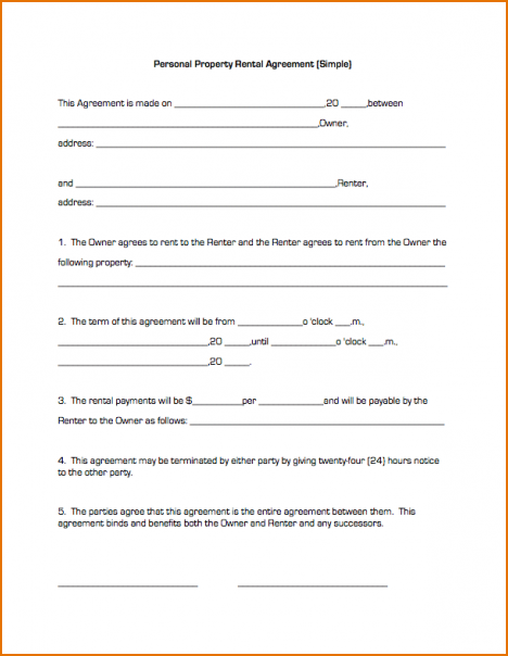 simple rental agreement template 5 simple one page lease agreement 