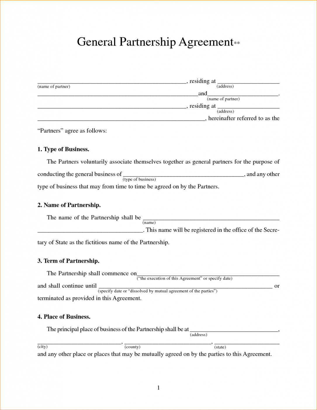 Partnership Contracts Template With 3 Simple Partnership Agreement 