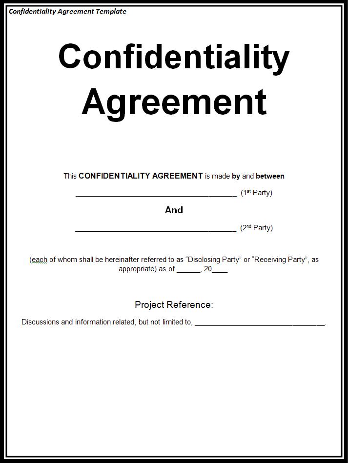 standard confidentiality agreement template why confidentiality 