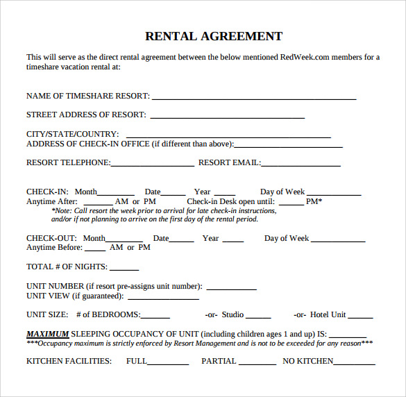 8 Standard Rental Agreement Templates to Download | Sample Templates