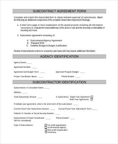 Sample Subcontractor Agreement Forms 8+ Free Documents in Word, PDF