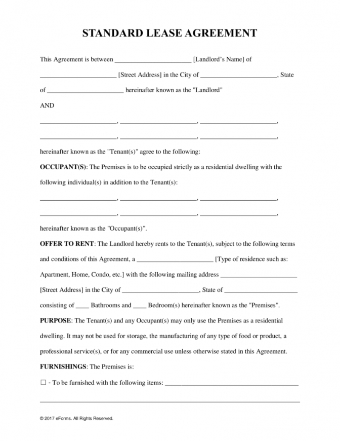 Free Tenant Lease Agreement Template