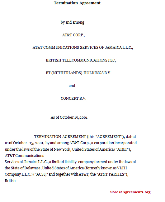 termination of service agreement template termination of service 