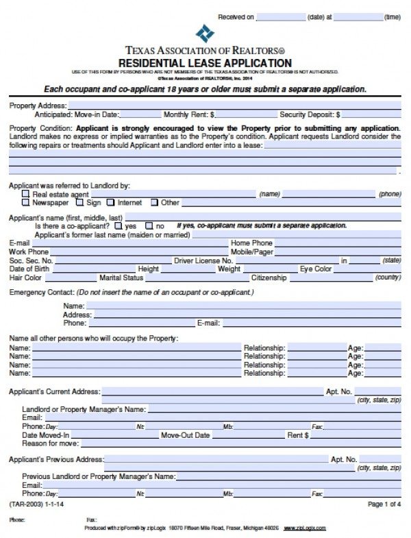 Free Texas Rental Application | PDF | Word (.doc)