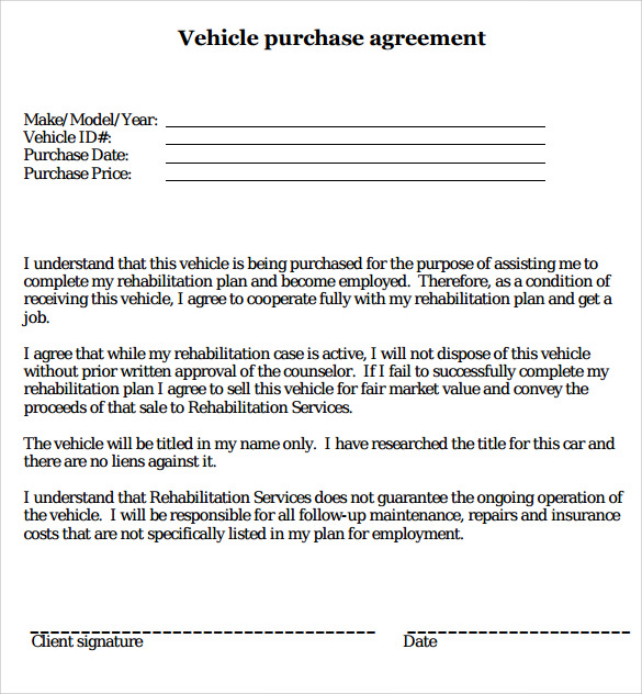 auto purchase agreement template auto purchase agreement template 