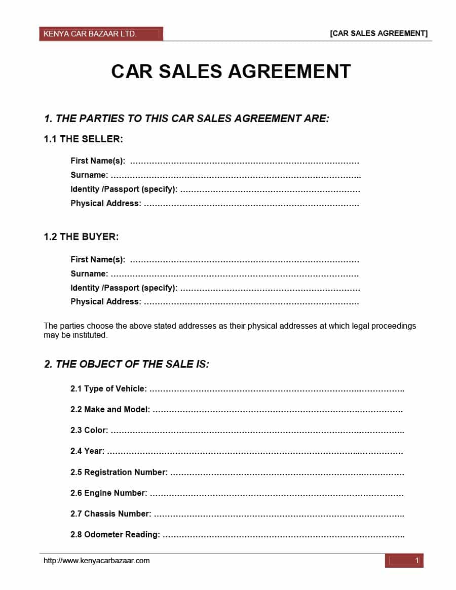 vehicle sales agreement template Into.anysearch.co