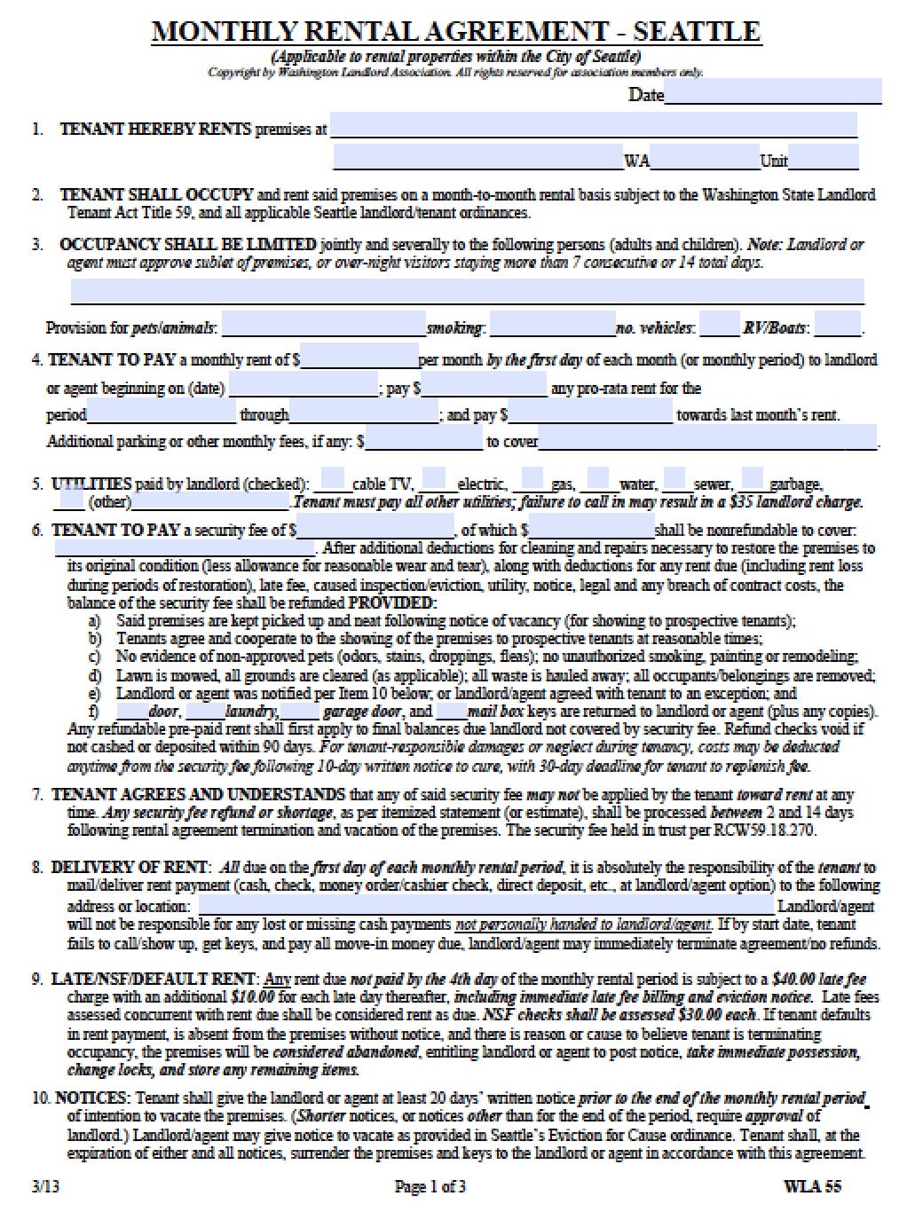Free Washington Month to Month Lease Agreement | PDF | Word (.doc)
