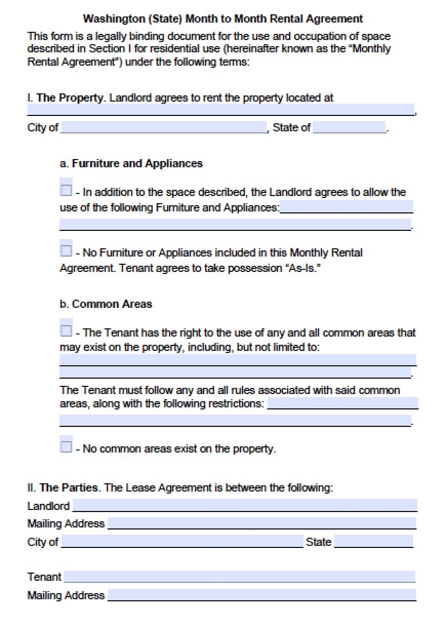 Download Washington (state) Rental Lease Agreement Forms and 