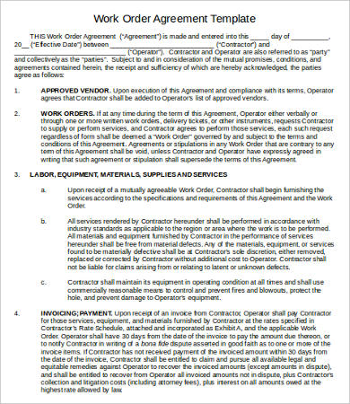 work agreement template work agreement template 9 free word pdf 