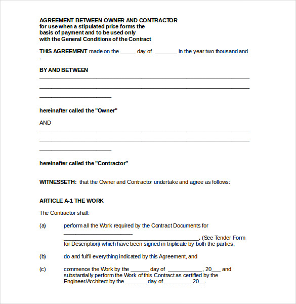 working agreement template contract agreement template 17 free 