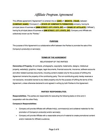 Affiliate Agreement Contract Template – The Contract Shop®