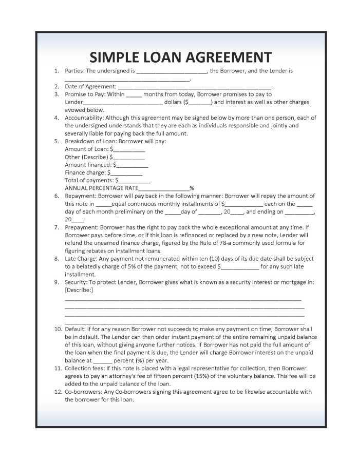 basic loan agreement template download simple loan agreement 