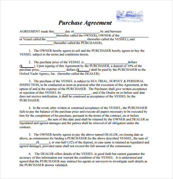 boat purchase agreement template 28 images of purchase agreement 