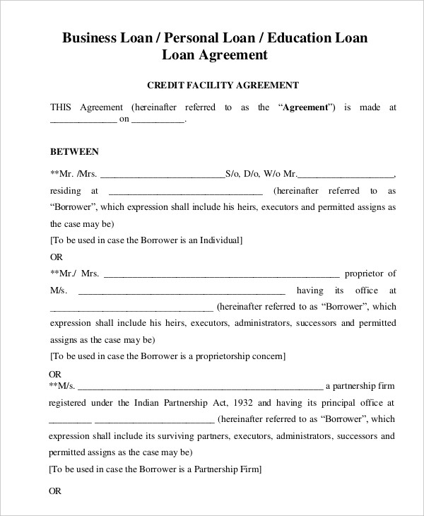 Free Personal Loan Agreement Template Microsoft Word 