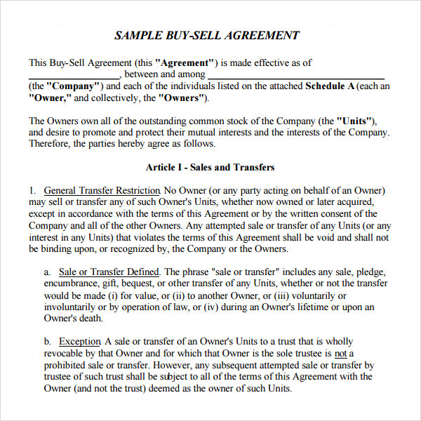 free sample buy sell agreement template buyout agreement template 