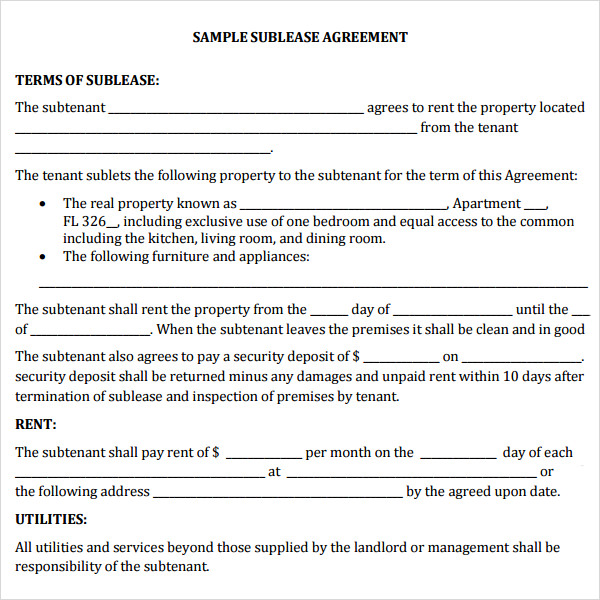 Free Florida Sub lease Agreement | PDF | Word (.doc)