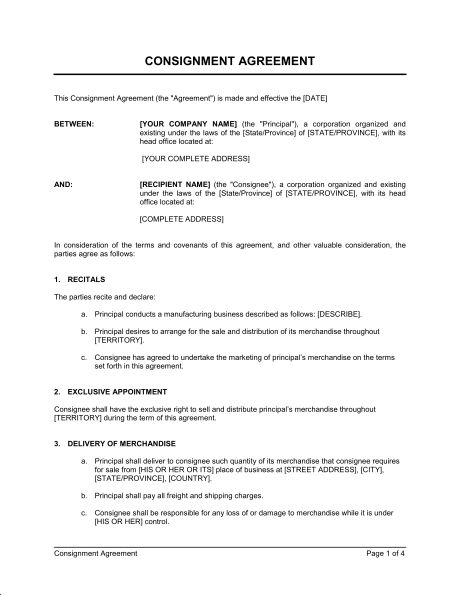 free consignment stock agreement template consignment stock 