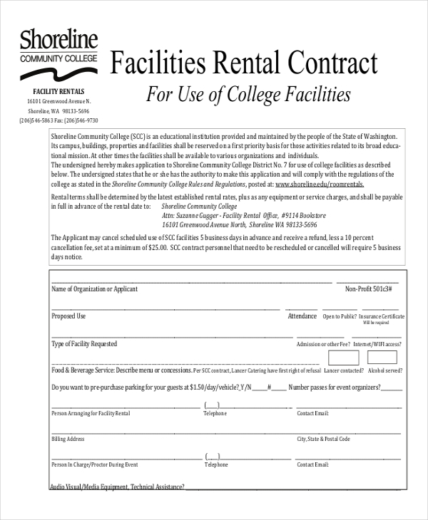 facilities rental agreement template venue rental agreement 