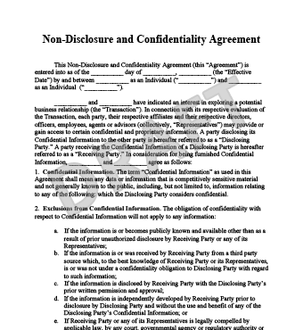 Non Disclosure Agreement Template | Create a Free NDA Form | Legal 