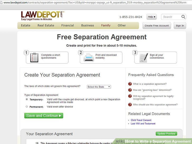 How to Write a Separation Agreement: 6 Steps (with Pictures)