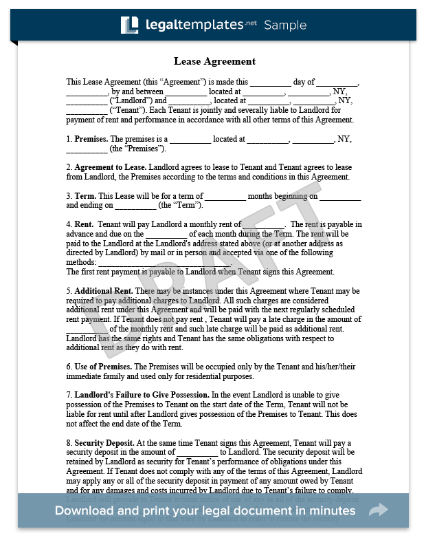 Residential Lease Agreement Form | Free Rental Agreement | Legal 