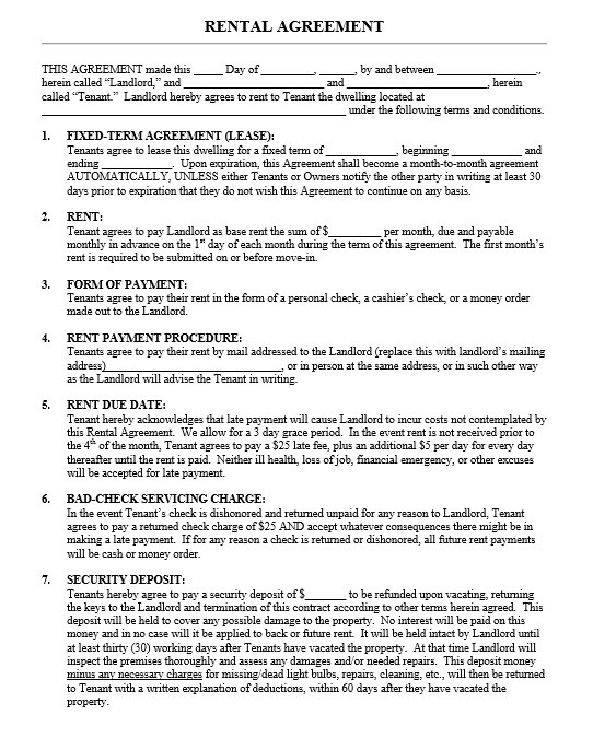 12 Free Sample Legal Lease Agreement Templates Printable Samples