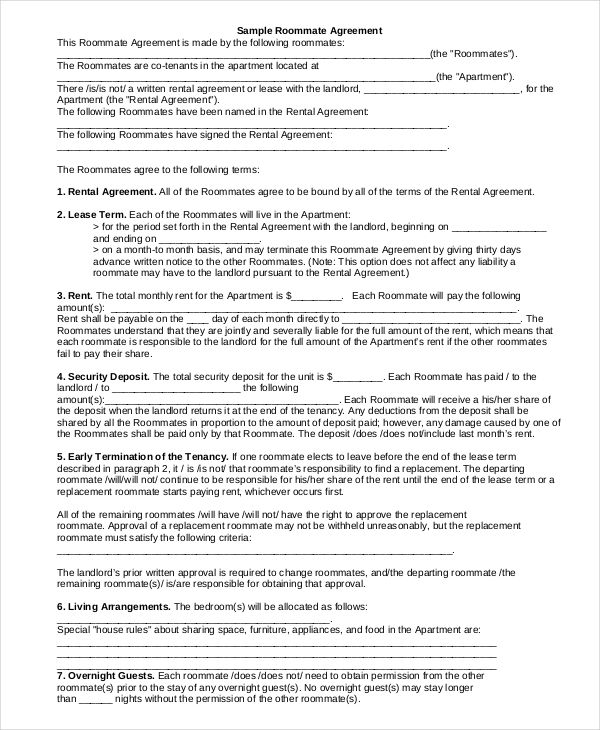 living agreement contract template roommate contract template free 