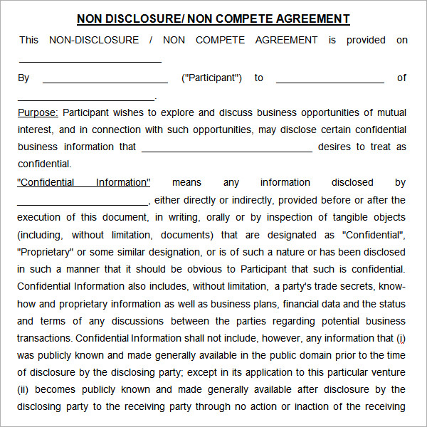 nda and non compete agreement template non compete agreement 