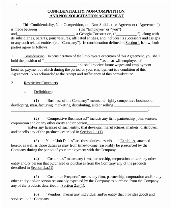non solicitation agreement template non solicitation agreement 